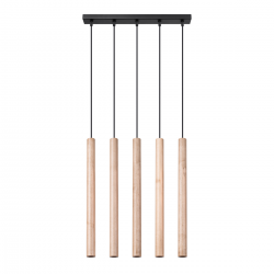 SL.1269 - Lampa wisząca PASTELO 5L drewno - SOLLUX