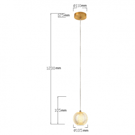 Lampa wisząca Diamond 1 1xLED CCT złota LP-2202/1P GD LIGHT PRESTIGE