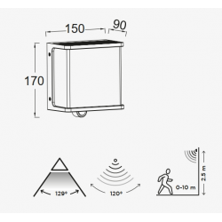 6943701125  DOBLO SOLAR - CZUJNIK RUCHU LAMPA OGRODOWA LUTEC