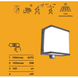 6943701125  DOBLO SOLAR - CZUJNIK RUCHU LAMPA OGRODOWA LUTEC