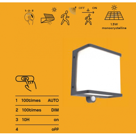 6943701125  DOBLO SOLAR - CZUJNIK RUCHU LAMPA OGRODOWA LUTEC