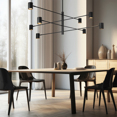 LP-731/8P BK Lampa wisząca Snow 8 czarna 8xGU10 LIGHT PRESTIGE