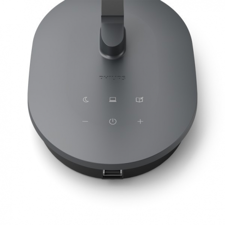 8719514443655 Lampka Biurkowa LED 12W 450lm 4000K USB Szara Sword Philips