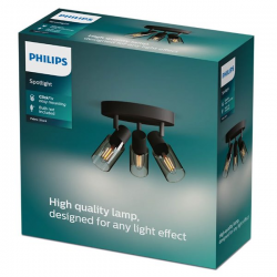 8720169299351 Lampa Sufitowa Reflektor 3x E14 Czarna Palms Philips
