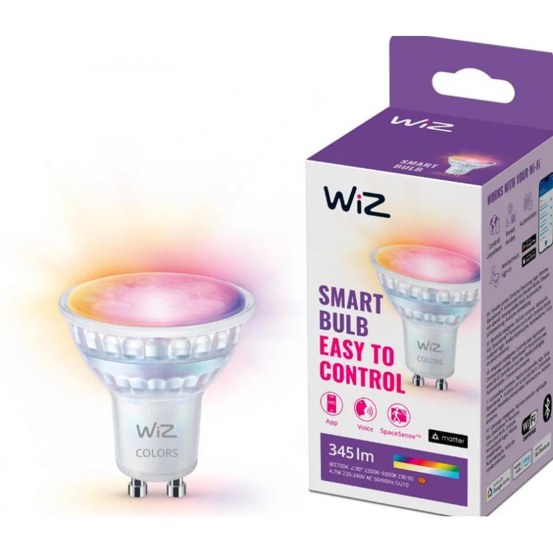 8720169076761 Żarówka LED GU10 PAR16 4,7W 50W 2200-6500K RGB SMART WiFi/Bluetooth WiZ PHILIPS