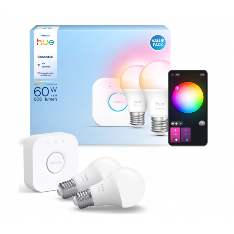8721103103635 Podstawowy zestaw startowy: 2 inteligentne żarówki z trzonkami E27 (806 lm) PHILIPS HUE