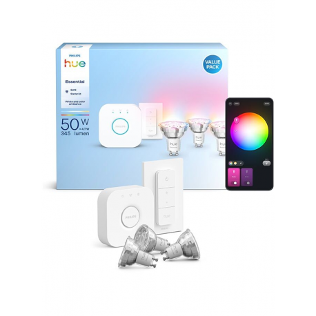 8721103103710 Podstawowy zestaw startowy: 2 inteligentne żarówki E27 (806 lm) + regulator przyciemniania PHILIPS HUE