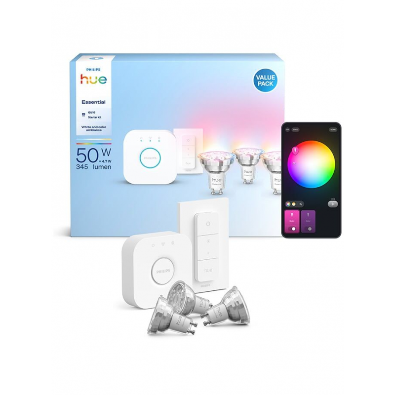 8721103103710 Podstawowy zestaw startowy: 2 inteligentne żarówki E27 (806 lm) + regulator przyciemniania PHILIPS HUE