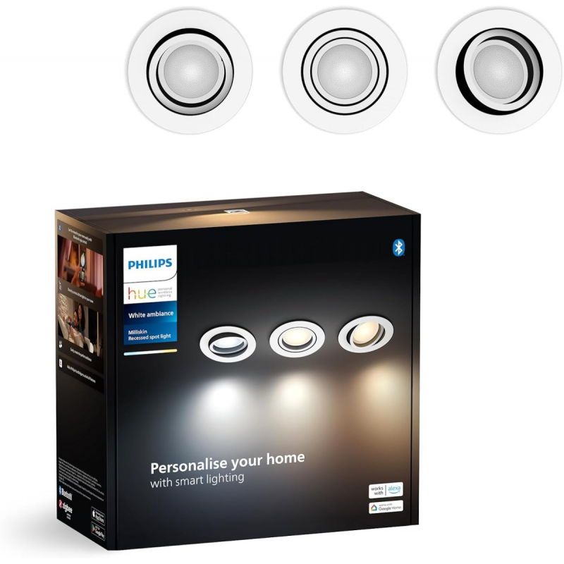 8720169319936 Wbudowane światło punktowe Milliskin białe (3 szt.) PHILIPS HUE