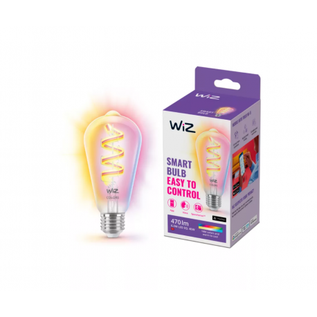 8720169072213 Przezroczysta żarówka LED z widocznym spiralnym żarnikiem 40 W ST64 E27 WIZ PHILIPS