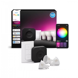8720169374546 Zestaw startowy: 3 żarówki GU10 + regulator przyciemniania + Bridge Pro HUE PHILIPS