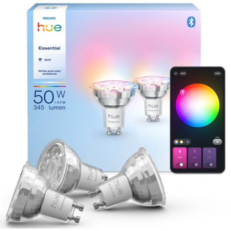 8721103055330 Essential GU10 — Inteligentny reflektor punktowy — 345 lm — 4,7 W — 3 szt. HUE PHILIPS
