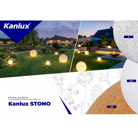 45930 KULA ogrodowa z wymiennym źródłem światła STONO 20 MLK KANLUX