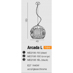 ARCADA M LAMPA WISZĄCA AZZARDO MD2106-1SO (ORANGE) 30cm