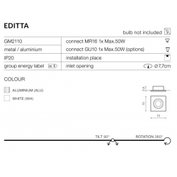 EDITTA GM2110 LAMPA OCZKO WPUSZCZANE AZZARDO ALU AZ0806