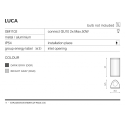LUCA GM1102 KINKIET ZEWNĘTRZNY AZZARDO DARK GRAY