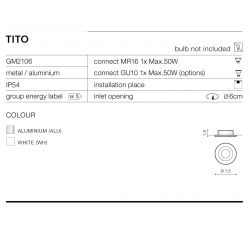 TITO 1 GM2106 WH LAMPA OCZKO WPUSZCZANE AZZARDO WHITE