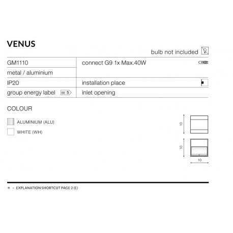 VENUS ALU GM1100 LAMPA KINKIET AZZARDO ALU