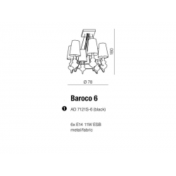BAROCO 6 LAMPA WISZĄCA AD7121S-6 (BLACK) AZZARDO