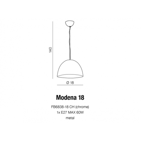 MODENA 18 LAMPA WISZĄCA FB6838-18 CHROM AZZARDO
