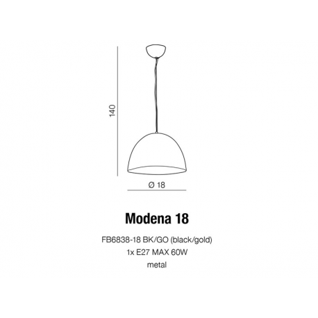 MODENA 18 LAMPA WISZĄCA FB6838-18 BLACK/GOLD AZZARDO