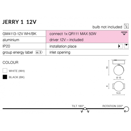 JERRY 1 BLACK 12V GM4113-12V BK REFLEKTOR AZZARDO
