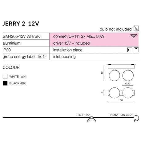 JERRY 2 12V White GM4205-12V WH REFLEKTOR AZZARDO
