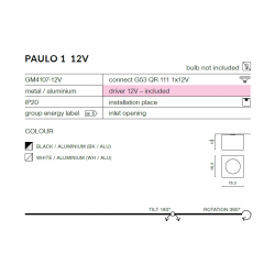 Lampa Paulo 1 BLACK 12V AZzardo GM4107 BK/ALU