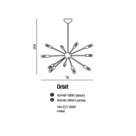 ORBIT LAMPA WISZĄCA 40446-18 CZARNA AZZARDO