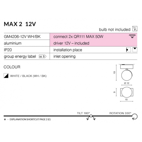 MAX 2 12V REFLEKTOR PODWÓJNY GM4206-12V BIAŁY AZZARDO