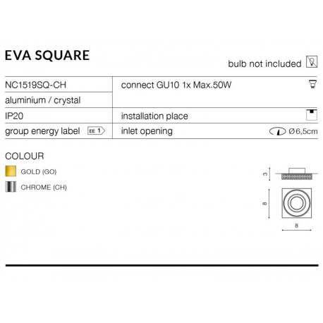 EVA SQUARE OCZKO NC1519SQ-CH CHROM AZZARDO