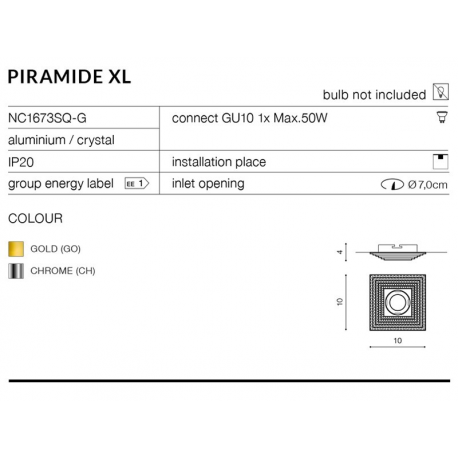 PIRAMIDE XL OCZKO WPUSZCZANE NC1673SQ-CHROM AZZARDO