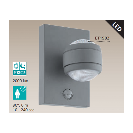 SESIMBA 1 KINKIET OGRODOWY Z CZUJNIKIEM RUCHU LED 96019 EGLO NOWOŚĆ!!!