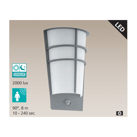 BREGANZO 1 KINKIET OGRODOWY Z CZUJNIKIEM RUCHU LED 96017 EGLO NOWOŚĆ!!!