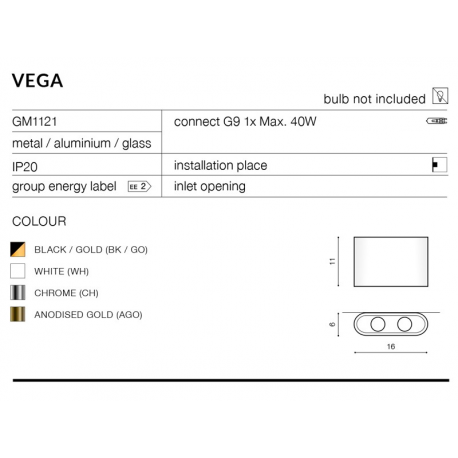 VEGA KINKIET GM1121 CHROM AZZARDO