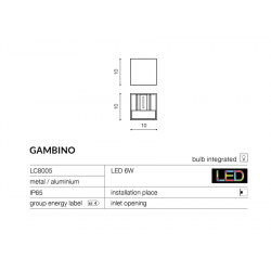 GAMBINO KINKIET LED LC8005 CIEMNY SZARY AZZARDO