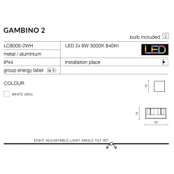 GAMBINO 2 WHITE LC8005-2WH LAMPA KINKIET LED AZZARDO WHITE