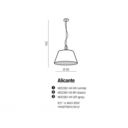 ALICANTE GREY MD2361-M GR LAMPA WISZĄCA AZZARDO