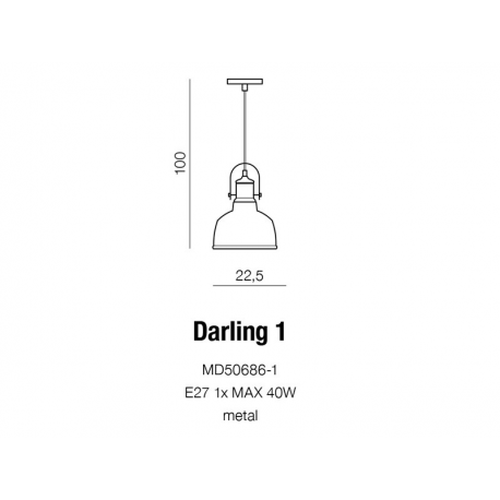 DARLING 1 BLACK MD50686-1 BK LAMPA WISZĄCA AZZARDO AZ2409