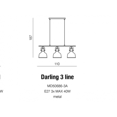 DARLING 3 BLACK LINE MD50686-3A LAMPA WISZĄCA AZZARDOAZ2144