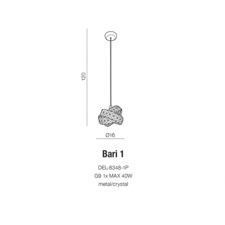 BARI 1, DEL-8348-1P LAMPA WISZĄCA AZZARDO