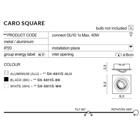 CARO S SN-6811S-ALU OPRAWA WPUSZCZANA W SUFIT AZZARDO