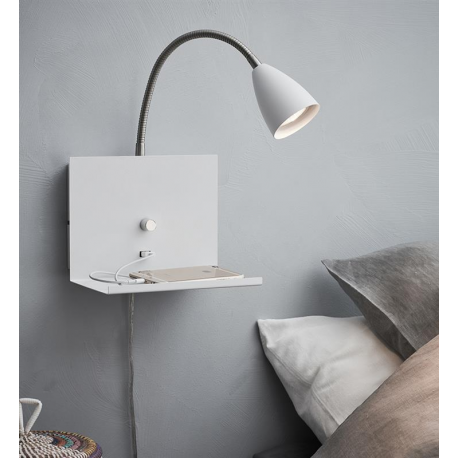 LOGI 107140 Kinkiet Biały USB MARKSLOJD