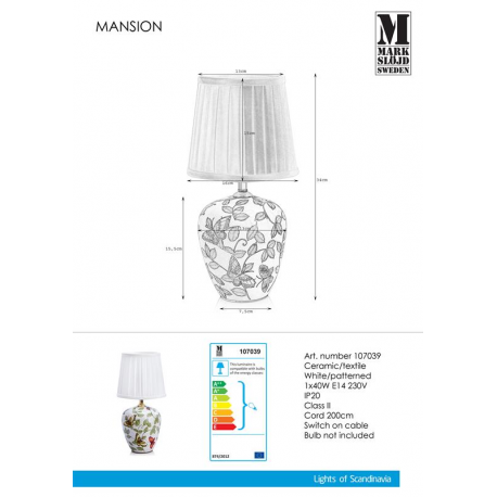 MANSION 107039 LAMPA dekoracyjna MARKSLOJD