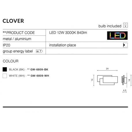 CLOVER SQ AZ2198 KINKIET LEDOWY AZZARDO