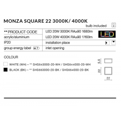 MONZA S 22 BK 3000K AZ2271 PLAFON CZARNY NATYNKOWY AZZARDO LED