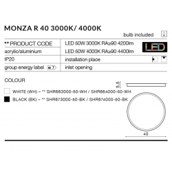 MONZA R 40 BK 4000K AZ2266 PLAFON NATYNKOWY AZZARDO LED