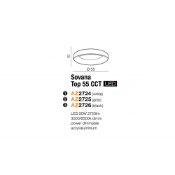 SOVANA TOP 55 CCT WHITE AZ2724 LAMPA SUFITOWA PLAFON LED AZZARDO